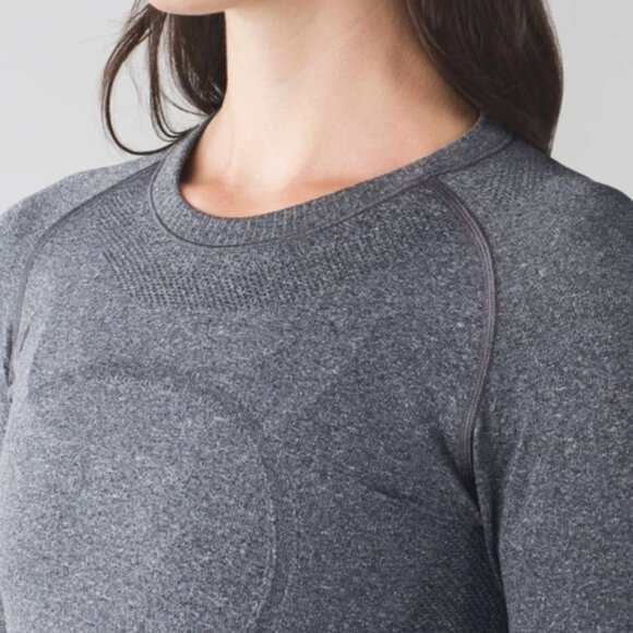 Lululemon Swiftly Tech Long Sleeve Heathered Black Running Size 4 - Picture 5 of 11